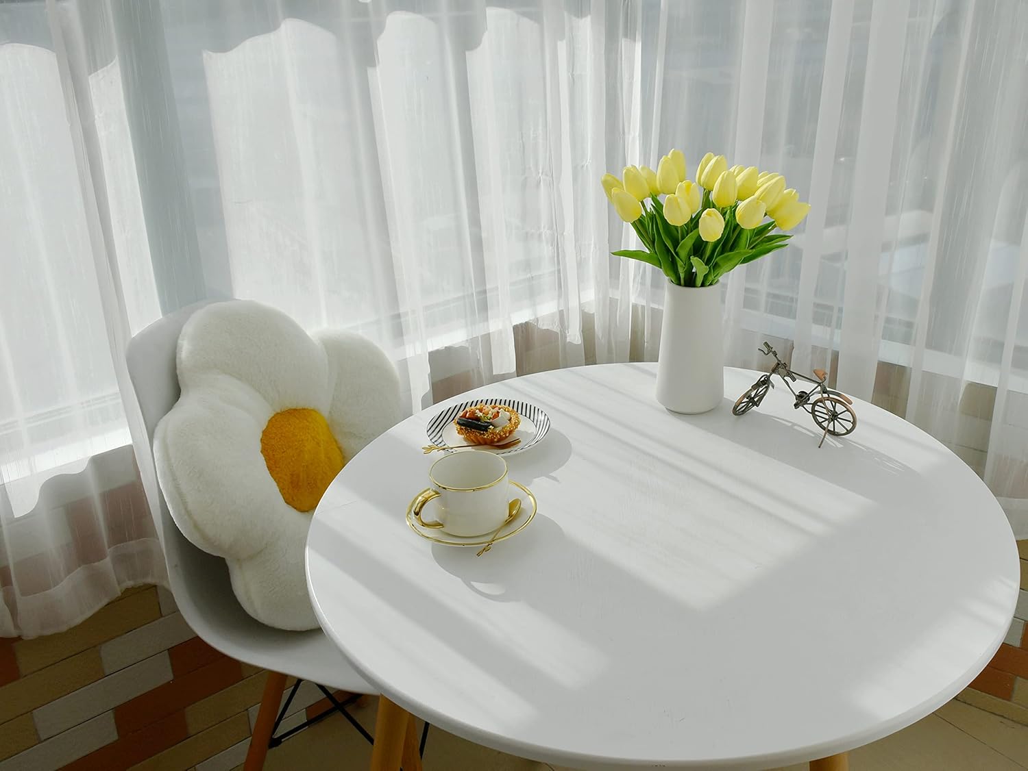 Mandy's 20pcs Pure White Flowers Artificial Tulip Silk Flowers 13.5" in Bulk Home Kitchen Wedding Decorations