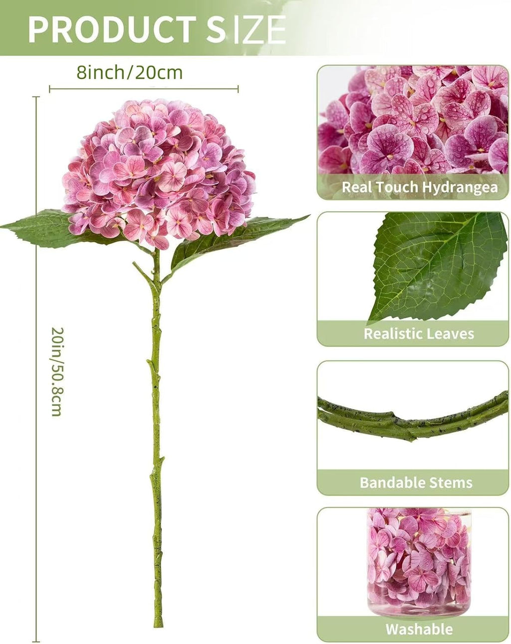 DuHouse 3Pcs Large Hydrangea Artificial Flowers,Latex Real Touch Hydrangeas Lifelike Hydrangea Flower for Home Wedding Bouquets Centerpieces Party Living Room Decoration(Blue)