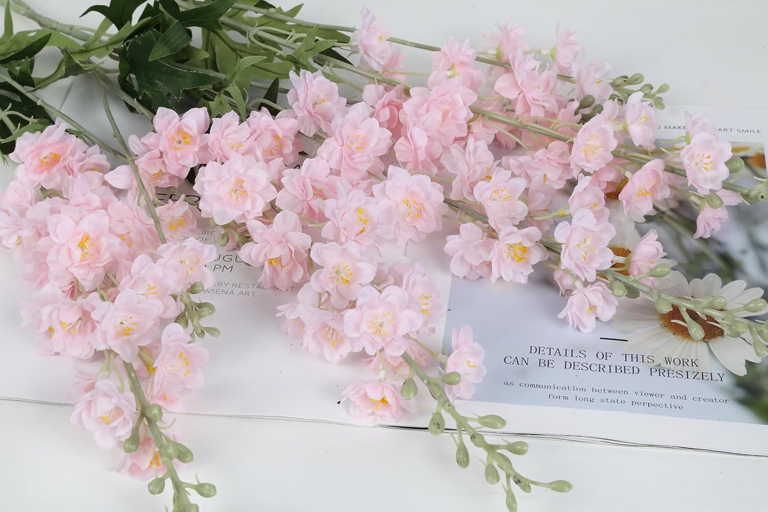 IPOPU Champagne Artificial Delphinium Flowers 33.5" Long Stem Artificial Flowers Fake Flowers for Wedding Centerpieces for Home Tables Party Decor（Champagne）