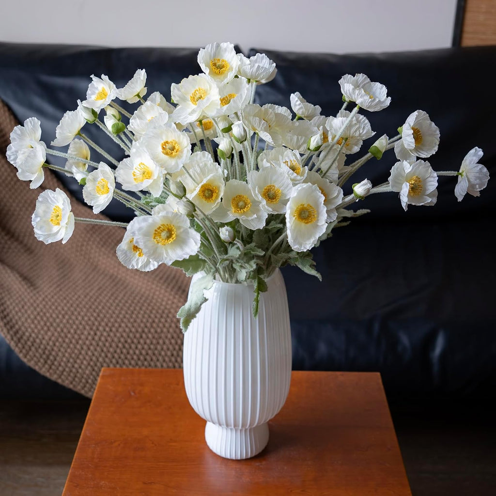 DUYONE Artificial Flowers 6 Stems Poppy Silk Bouquet,for Wedding, Home, Party Decoration,Table Centerpiece Arrangement(Orange Pink 6pcs)