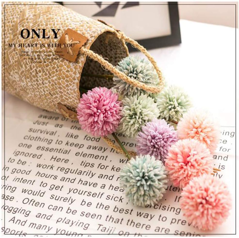 Flow.month 5Pcs Artificial Flowers, Fake Flowers Silk Plastic Artificial Hydrangea Realistic Flower Arrangements Wedding Decoration Table Centerpieces(Blue)