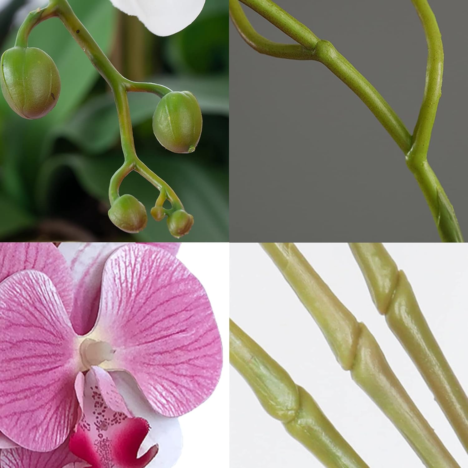 FagusHome 32" Artificial Phalaenopsis Flowers 6 Pcs with 4 Bundles Leaves Artificial Orchid Flowers Stem Plants for Home Décor (6Pcs)