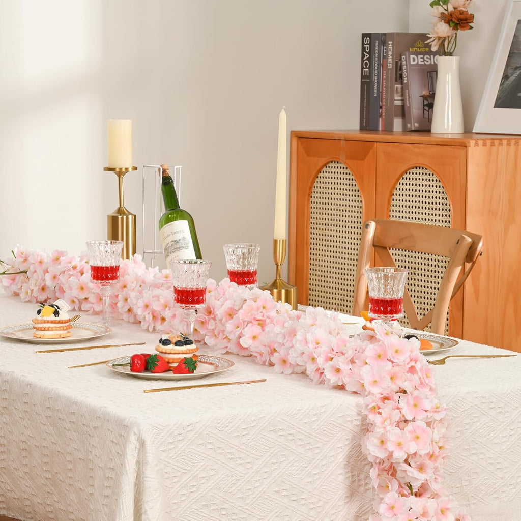 Sunm Boutique 4pcs Artificial Cherry Blossom Garland Hanging Vine Silk Garland Wedding Party Decor