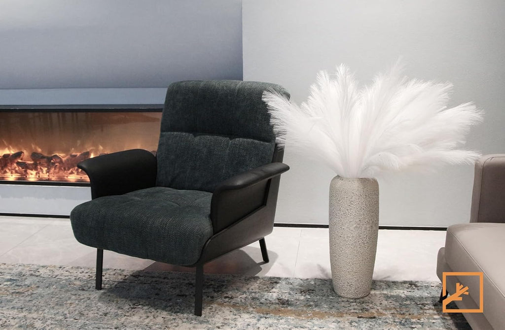 ZIFTY 7-Pcs 38"/3.1FT Black Pampas Grass Large Tall Fluffy Artificial Fake Black Flowers Gothic Decor Bulrush Reed Grass Black Decor for Bedroom Bathroom Wedding (Black)