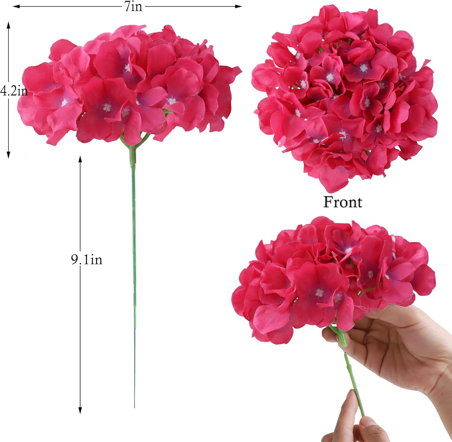 AVIVIHO Dusty Pink Hydrangea Artificial Flowers Pack of 10 Fake Hydrangeas Heads Full Faux Hydrangea Silk Flowers with Stems for Wedding Home Party Centerpieces Shop Baby Shower Decoration