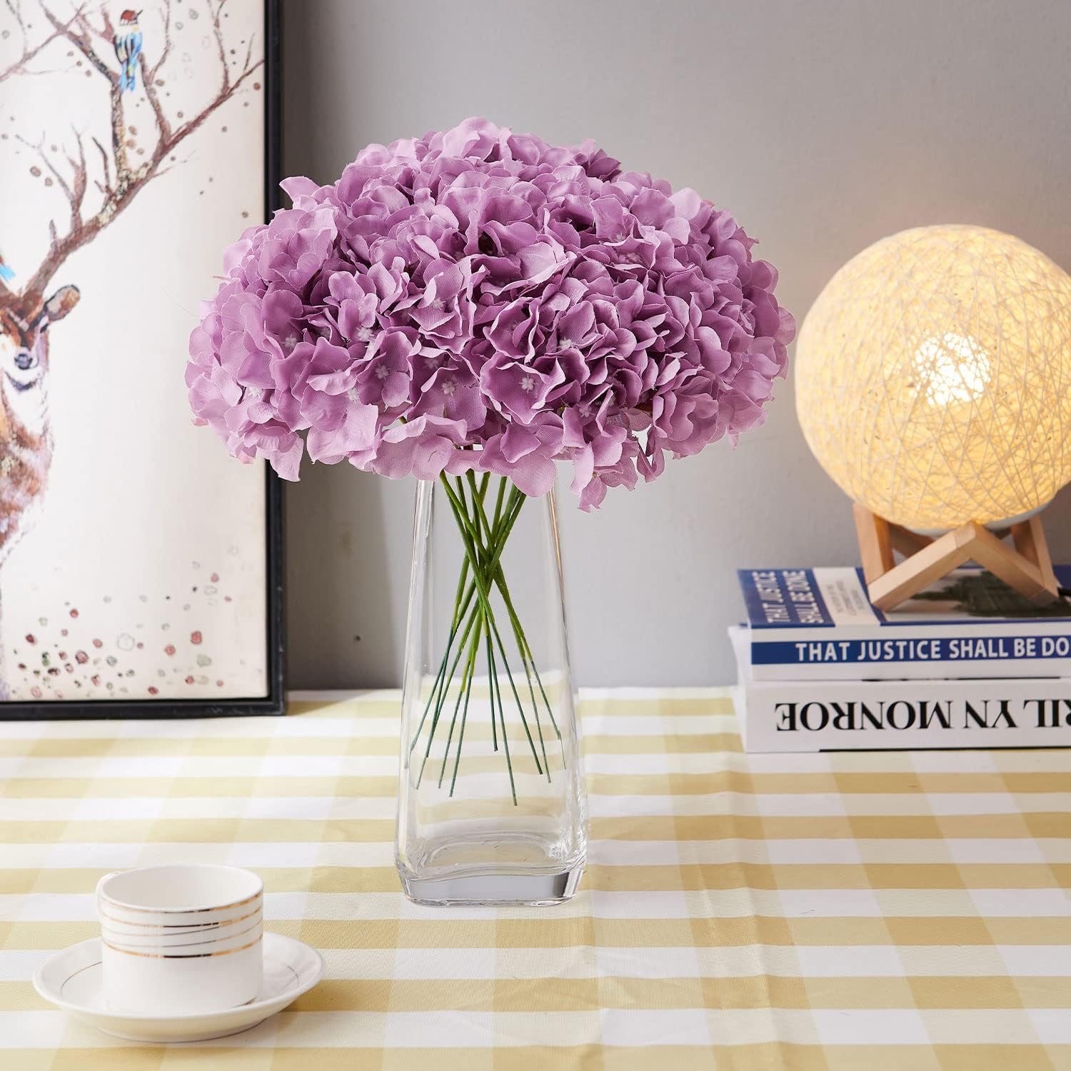 AVIVIHO Dusty Pink Hydrangea Artificial Flowers Pack of 10 Fake Hydrangeas Heads Full Faux Hydrangea Silk Flowers with Stems for Wedding Home Party Centerpieces Shop Baby Shower Decoration