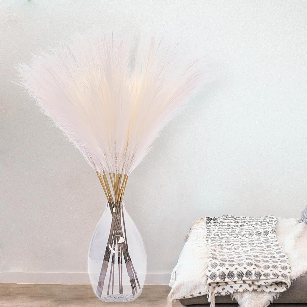 Wttisel 38" 10 Stems White Pampas Grass Tall Decor - Faux Pampas Grass for Floor Vase Boho Home Wedding Mothers Day Decoration