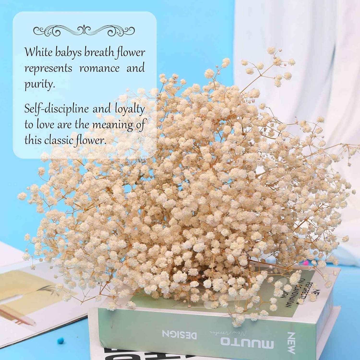 Jtoder Dried Babys Breath Flowers Bouquet-17 Inch 2500+ Ivory White Dry Flowers, Natural Gypsophila Branches for Wedding, Table Vase Decor, DIY Wreath Floral, Home Office Party Garden Decoration (3oz)