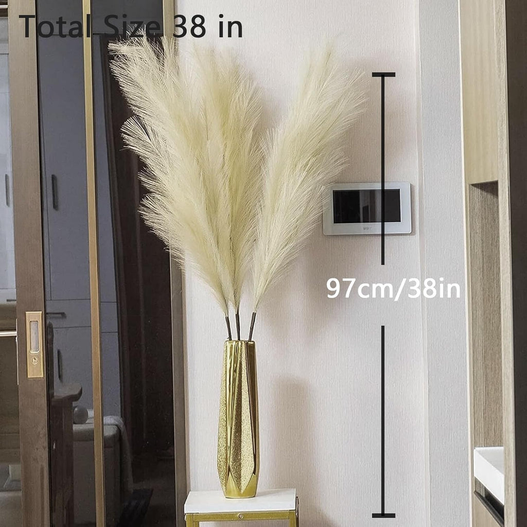 Wttisel 38" 10 Stems White Pampas Grass Tall Decor - Faux Pampas Grass for Floor Vase Boho Home Wedding Mothers Day Decoration
