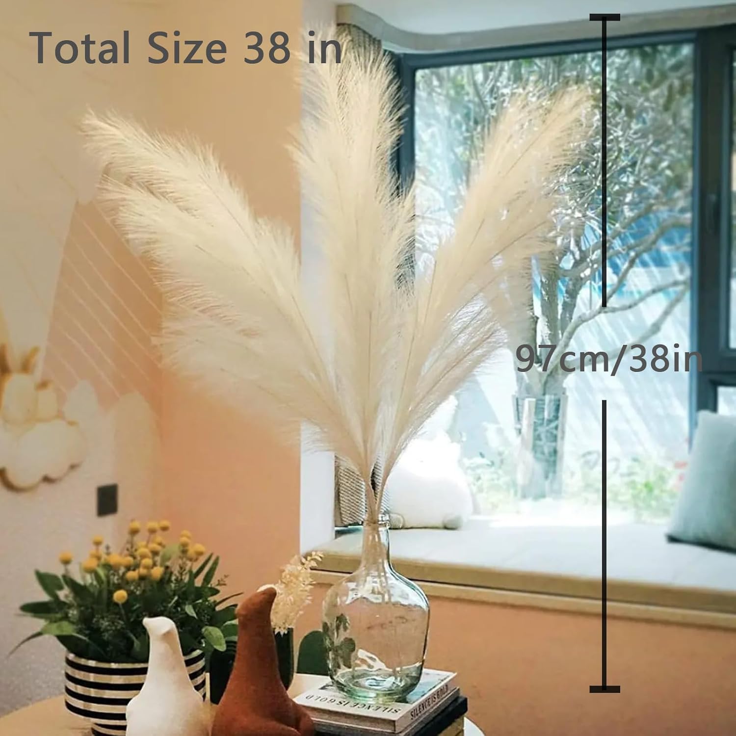 Wttisel 38" 10 Stems White Pampas Grass Tall Decor - Faux Pampas Grass for Floor Vase Boho Home Wedding Mothers Day Decoration