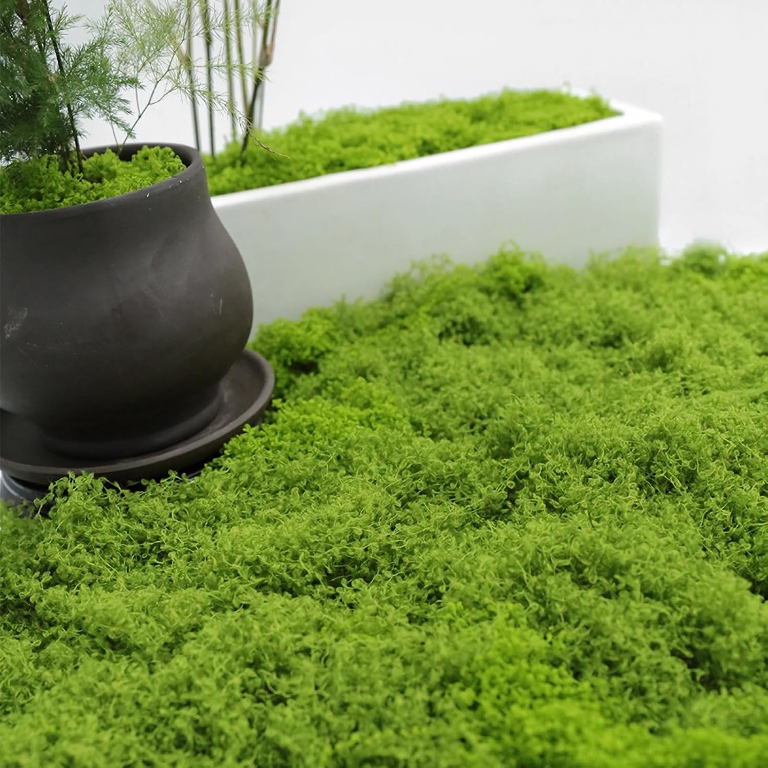 Evlasumflow Artificial Moss Filler for Planters Green Fake Moss for Scene Layout and Landscaping Faux Moss Decor
