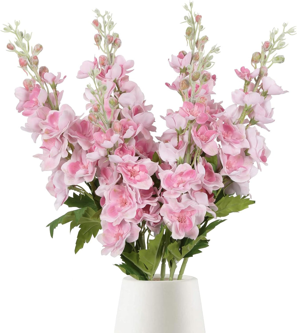 INSUNSIX Blue Silk Flowers 6PCS Real Touch Delphinium Artificial Flowers Blue Larkspur Faux Flowers Realistic Tall Flowers for Vase Wedding Centerpieces for Tables Home Decor (Blue)