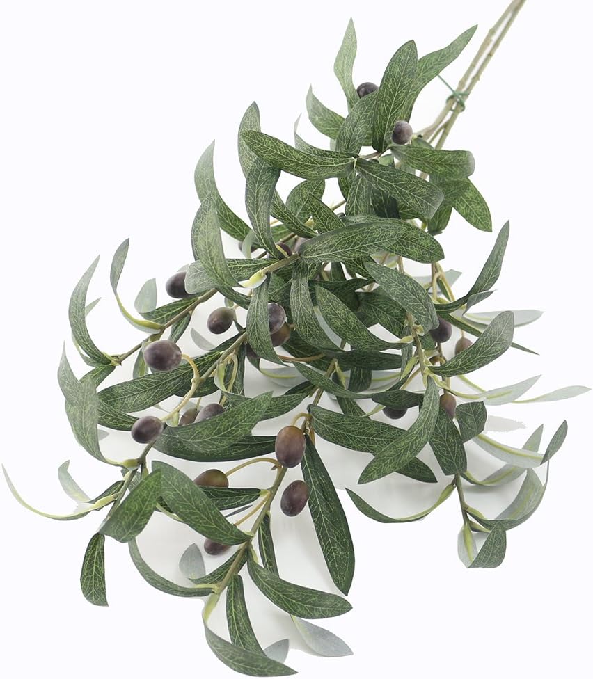 JAROWN Artificial Olive Branch Stems 5pcs 28 Inch