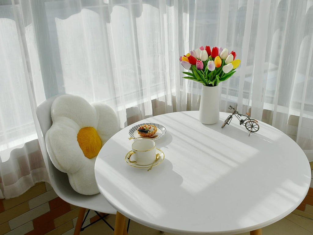 Mandy's 20pcs Pure White Flowers Artificial Tulip Silk Flowers 13.5" in Bulk Home Kitchen Wedding Decorations