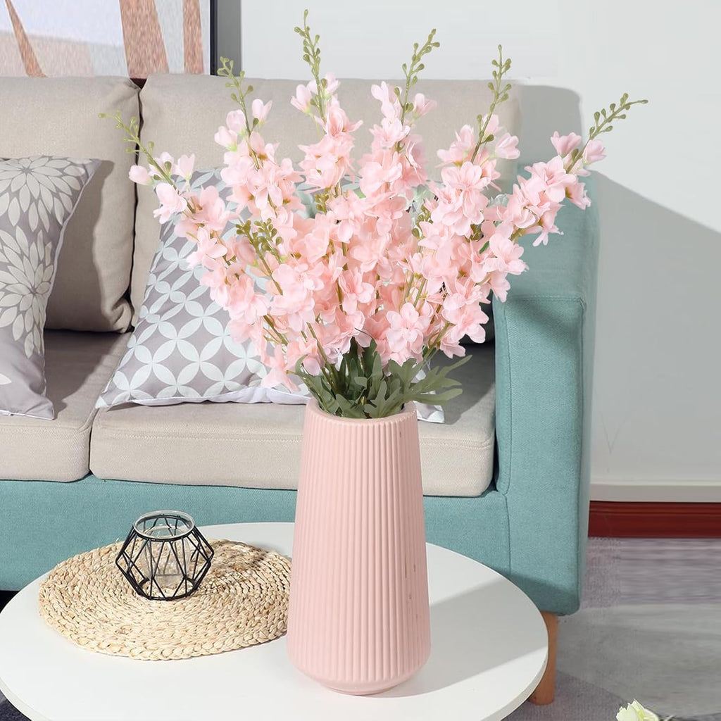 INSUNSIX Blue Silk Flowers 6PCS Real Touch Delphinium Artificial Flowers Blue Larkspur Faux Flowers Realistic Tall Flowers for Vase Wedding Centerpieces for Tables Home Decor (Blue)