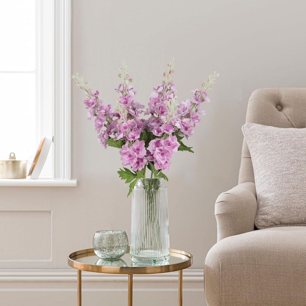 INSUNSIX Blue Silk Flowers 6PCS Real Touch Delphinium Artificial Flowers Blue Larkspur Faux Flowers Realistic Tall Flowers for Vase Wedding Centerpieces for Tables Home Decor (Blue)