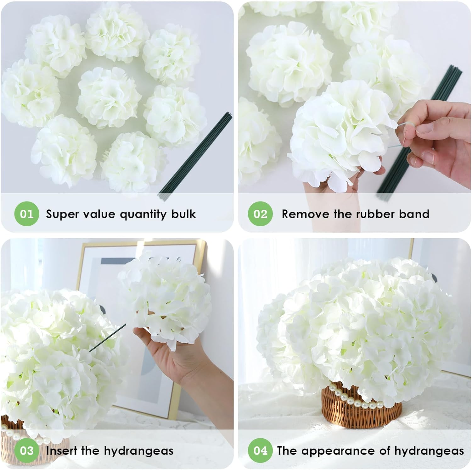 AVIVIHO Dusty Pink Hydrangea Artificial Flowers Pack of 10 Fake Hydrangeas Heads Full Faux Hydrangea Silk Flowers with Stems for Wedding Home Party Centerpieces Shop Baby Shower Decoration