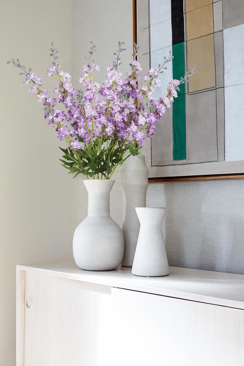 IPOPU Champagne Artificial Delphinium Flowers 33.5" Long Stem Artificial Flowers Fake Flowers for Wedding Centerpieces for Home Tables Party Decor（Champagne）