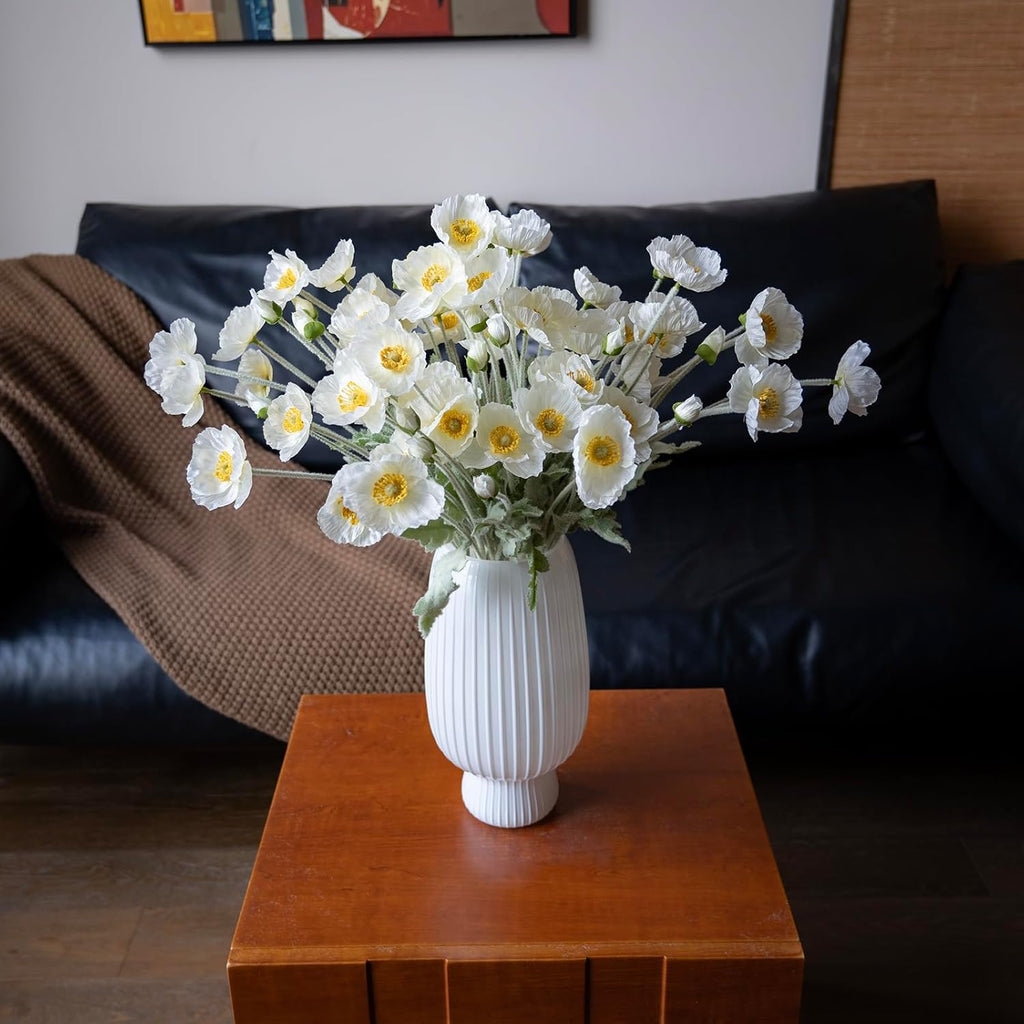 DUYONE Artificial Flowers 6 Stems Poppy Silk Bouquet,for Wedding, Home, Party Decoration,Table Centerpiece Arrangement(Orange Pink 6pcs)