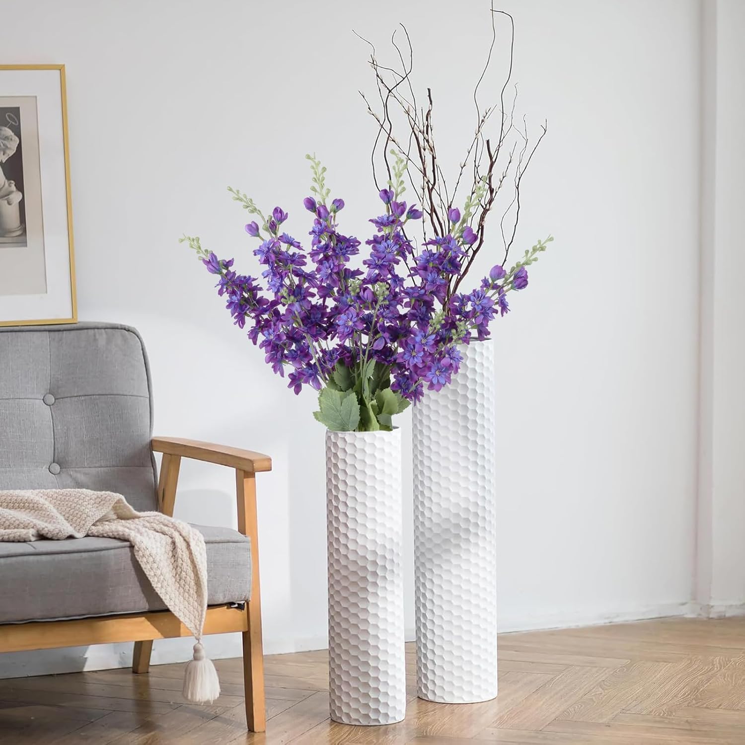 INSUNSIX Blue Silk Flowers 6PCS Real Touch Delphinium Artificial Flowers Blue Larkspur Faux Flowers Realistic Tall Flowers for Vase Wedding Centerpieces for Tables Home Decor (Blue)