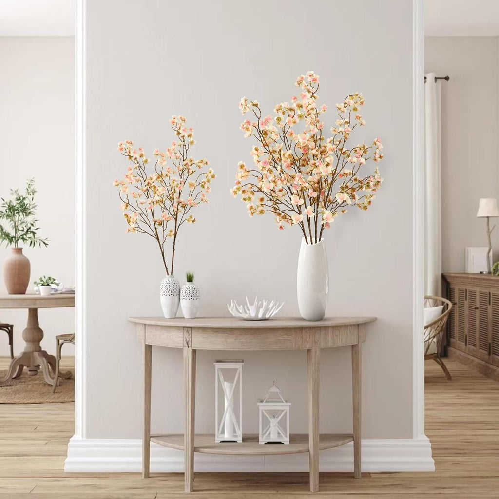 Sggvecsy Artificial Cherry Blossom Flowers 4 Pcs Faux Cherry Blossom Stems Faux Silk Cherry Blossom Branches 41’’ Fake Flowers Long Stems for Vase Arrangements Home Wedding Table Decor (Pink)