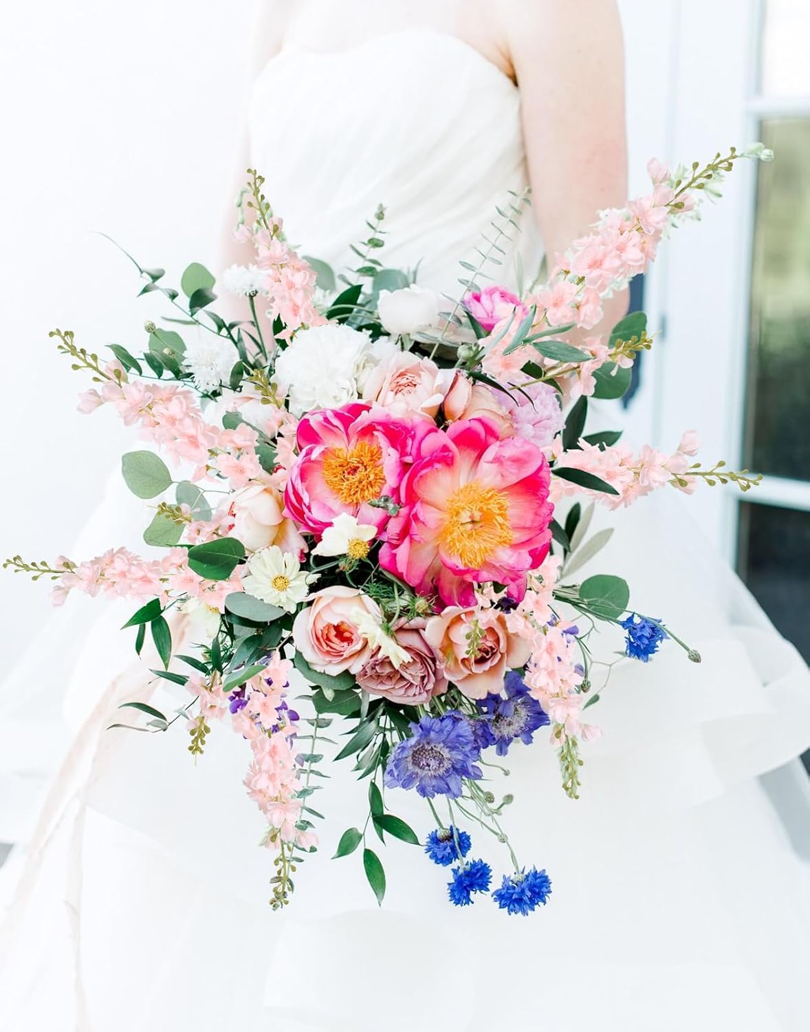 INSUNSIX Blue Silk Flowers 6PCS Real Touch Delphinium Artificial Flowers Blue Larkspur Faux Flowers Realistic Tall Flowers for Vase Wedding Centerpieces for Tables Home Decor (Blue)