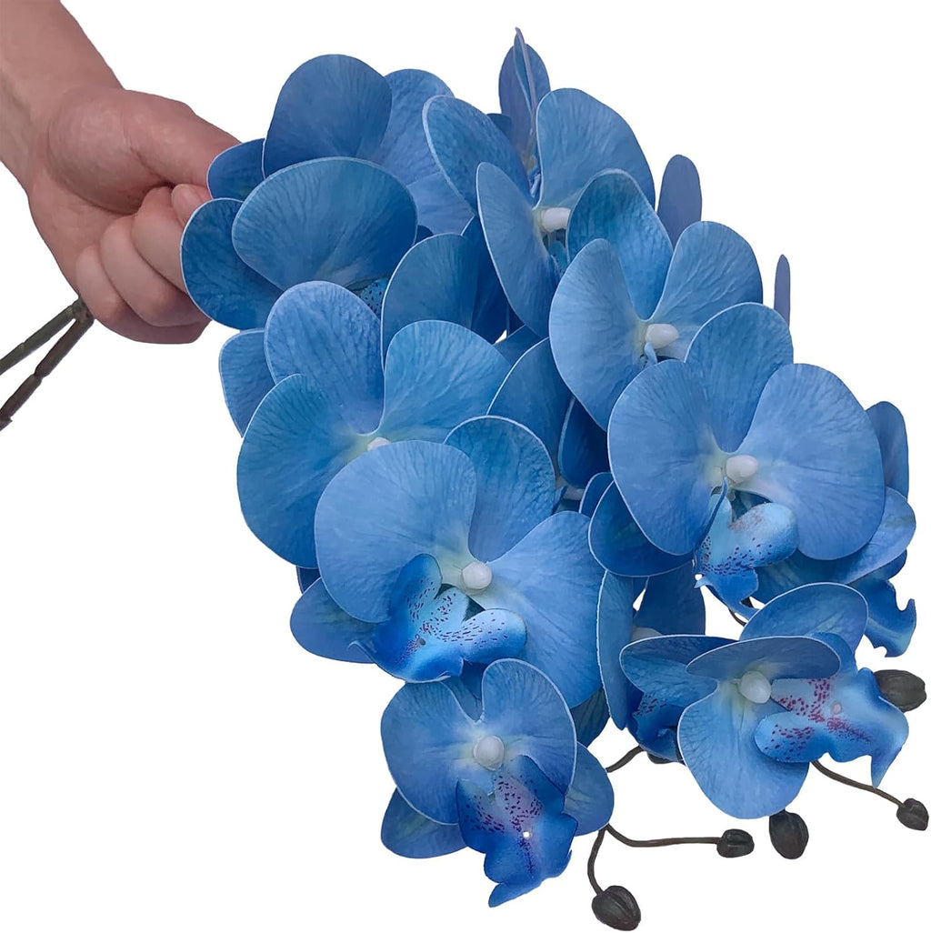 FagusHome 32" Artificial Phalaenopsis Flowers 6 Pcs with 4 Bundles Leaves Artificial Orchid Flowers Stem Plants for Home Décor (6Pcs)