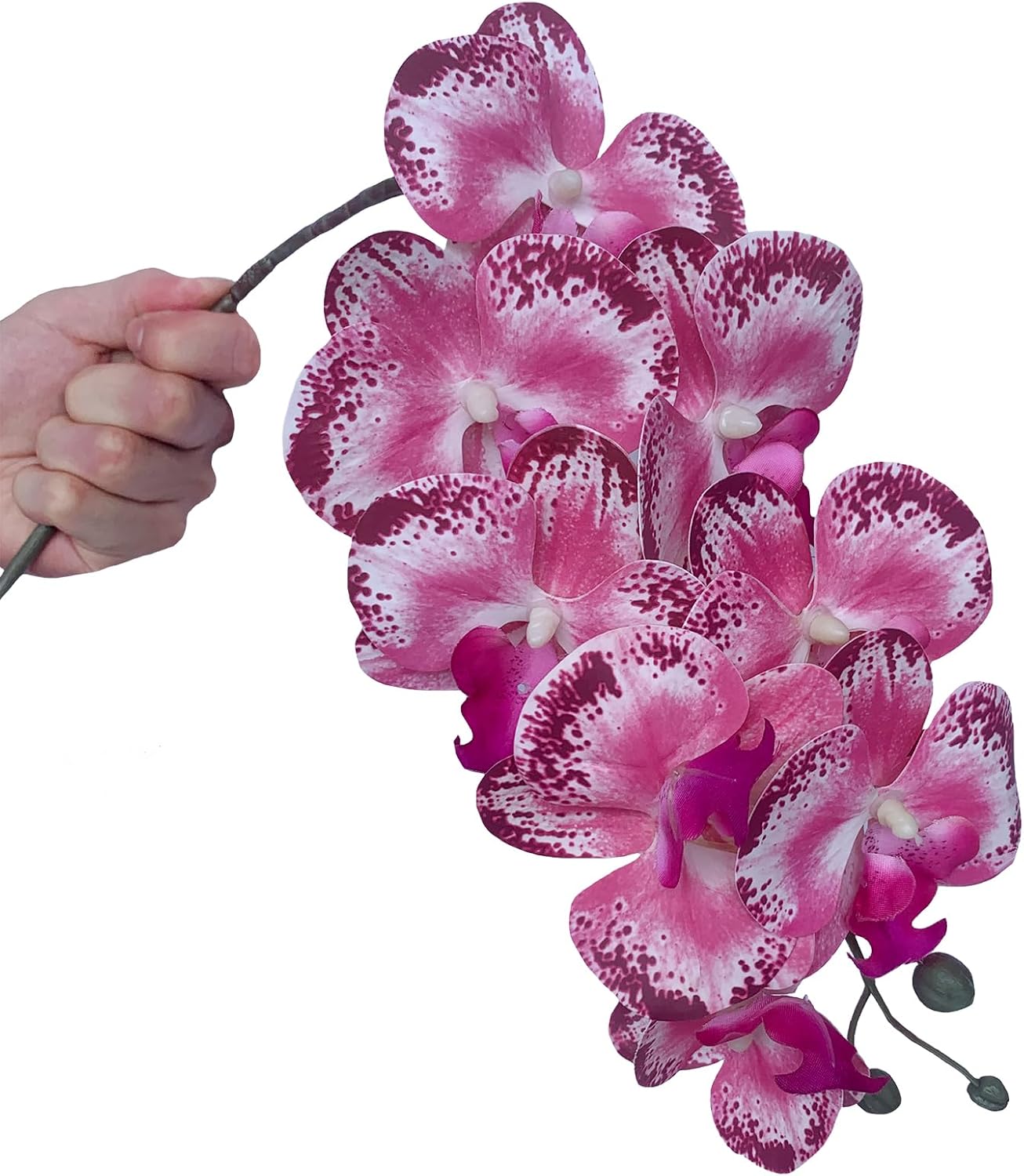 FagusHome 32" Artificial Phalaenopsis Flowers 6 Pcs with 4 Bundles Leaves Artificial Orchid Flowers Stem Plants for Home Décor (6Pcs)