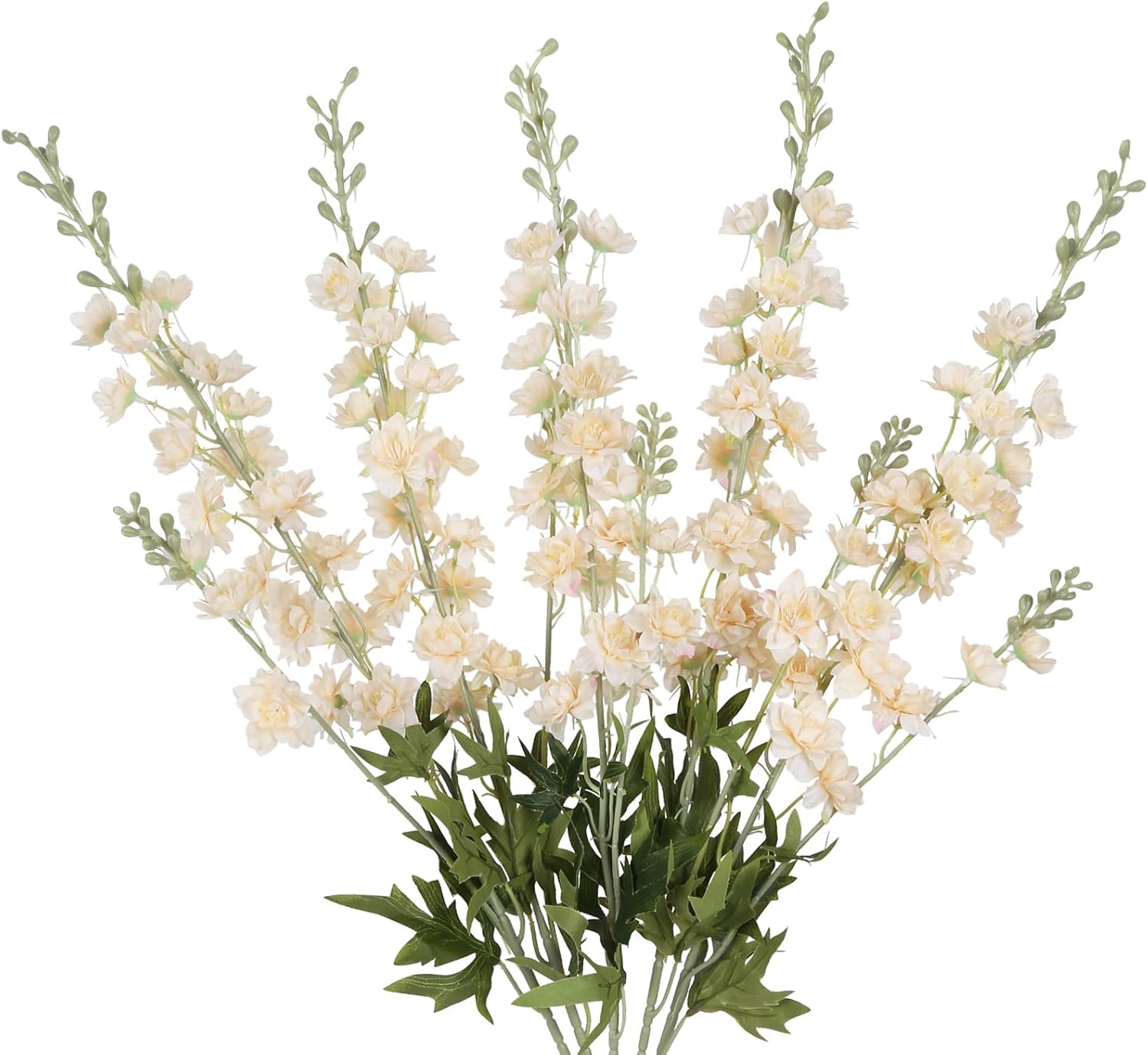 IPOPU Champagne Artificial Delphinium Flowers 33.5" Long Stem Artificial Flowers Fake Flowers for Wedding Centerpieces for Home Tables Party Decor（Champagne）