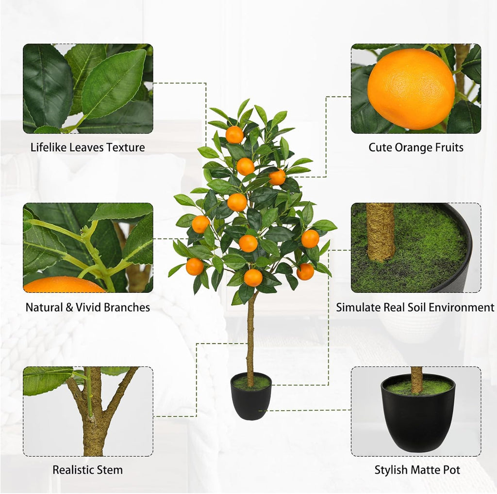 Oairse 150 cm Artificial Plants, Large Orange Tree, Artificial Plant, Orange Tree, Large in Pot, Artificial Tree for Indoor and Outdoor Use, Modern Decoration, Bathroom, Living Room, Bedroom, Balcony
