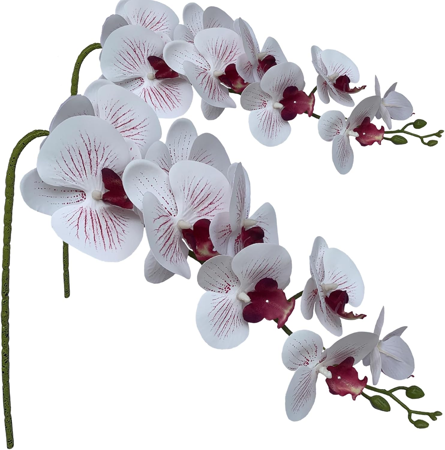 FagusHome Artificial Phalaenopsis Flowers Branches 9 Large Blooms Artificial Orchid Flowers Stem Plants 42 Inches 2 Pcs for Home Wedding Décor (Blue)