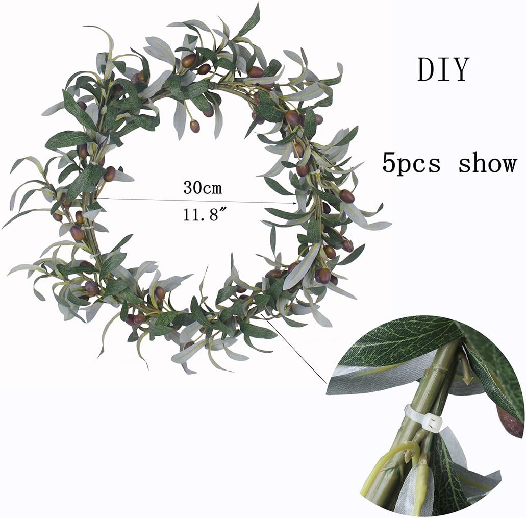 JAROWN Artificial Olive Branch Stems 5pcs 28 Inch
