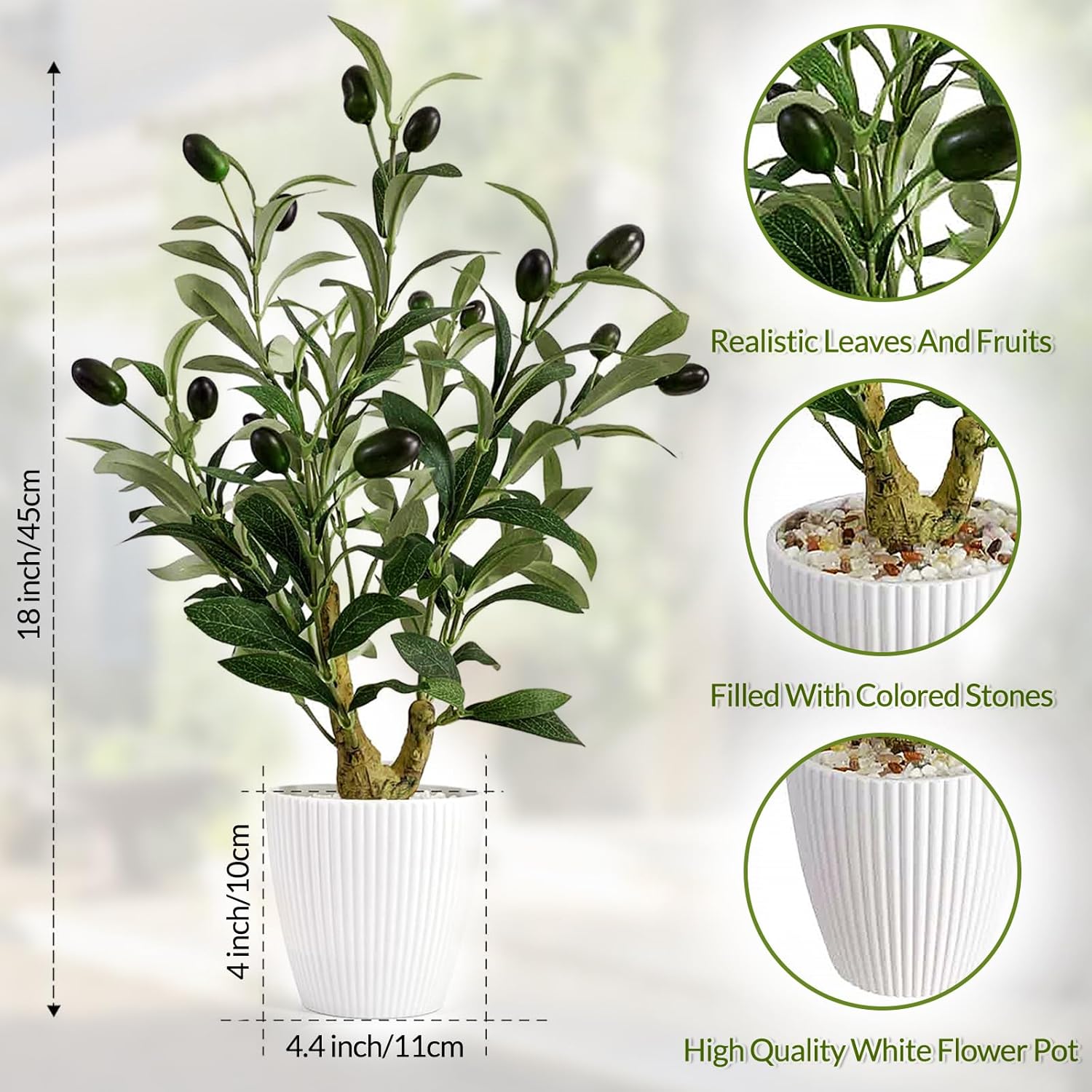 WOXBITA Artificial Faux Lemon Tree Fake Lemons Decor Small Plants Citrus Fruit Tree with White Pot Indoor Lemon Decorations 18 inches for Kitchen, Home,Office, Living Room Table, Desk