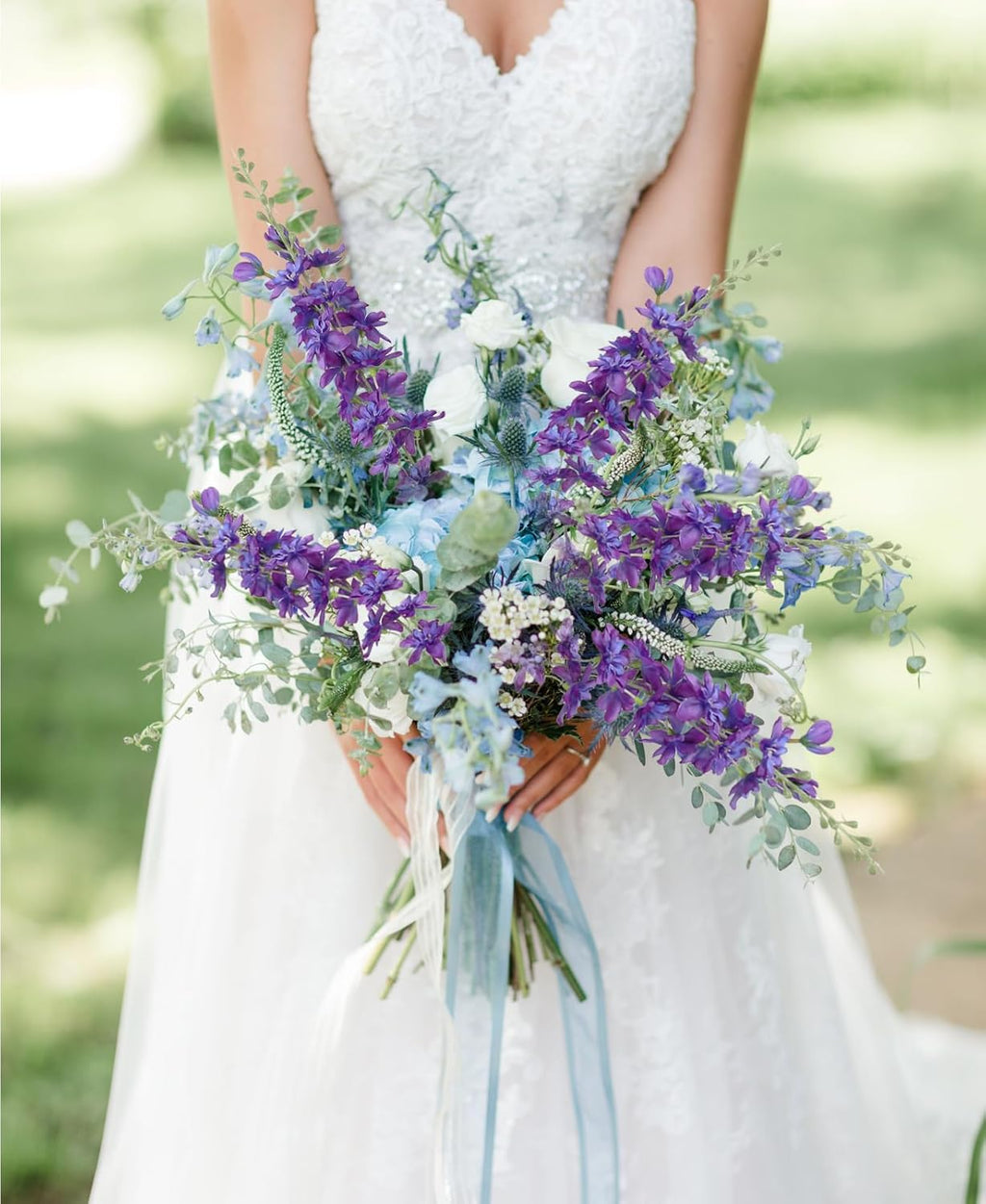 INSUNSIX Blue Silk Flowers 6PCS Real Touch Delphinium Artificial Flowers Blue Larkspur Faux Flowers Realistic Tall Flowers for Vase Wedding Centerpieces for Tables Home Decor (Blue)