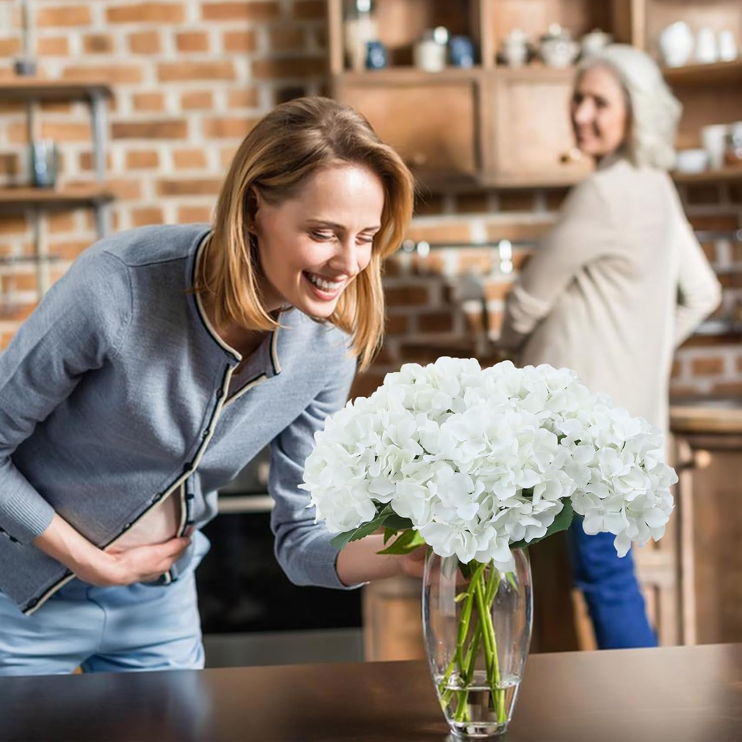 AVIVIHO Dusty Pink Hydrangea Artificial Flowers Pack of 10 Fake Hydrangeas Heads Full Faux Hydrangea Silk Flowers with Stems for Wedding Home Party Centerpieces Shop Baby Shower Decoration