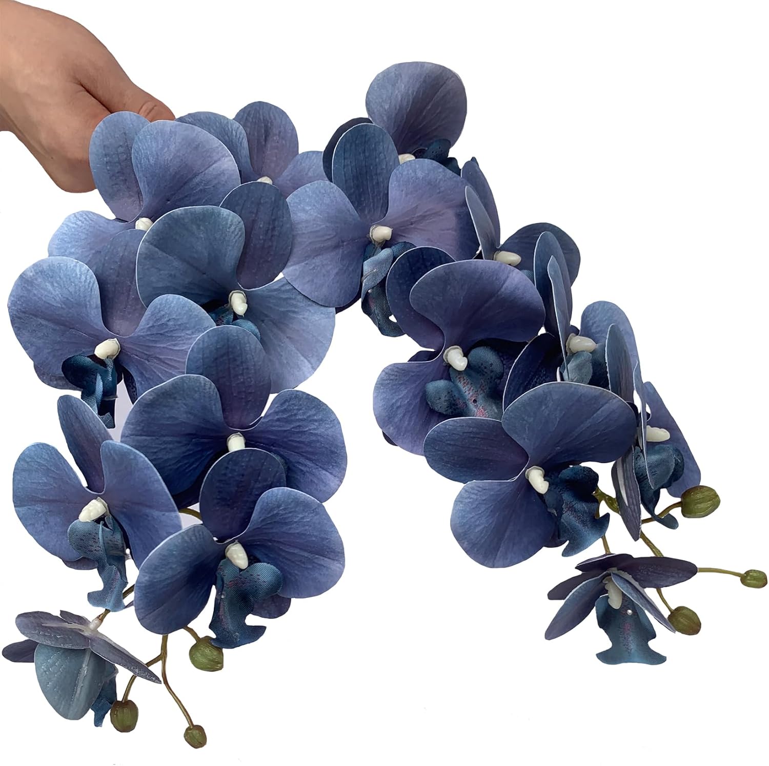 FagusHome 32" Artificial Phalaenopsis Flowers 6 Pcs with 4 Bundles Leaves Artificial Orchid Flowers Stem Plants for Home Décor (6Pcs)