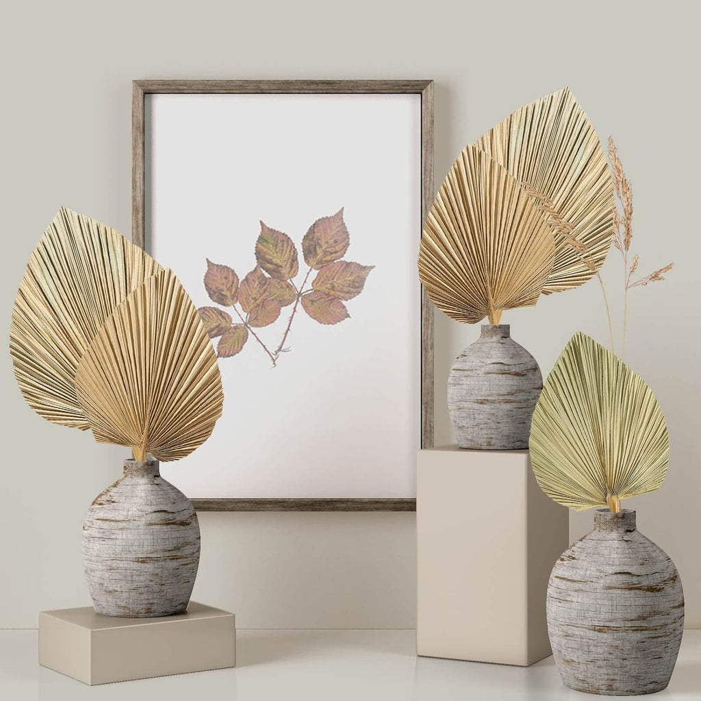 CLESDF Dried Palm Leaves Decor, 6Pcs Natural Tropical Palm Leaves, Boho Art Wall Hanging Palm Spears, Trimmed Palm Leaves for Weddings Bedroom Wall Decoration