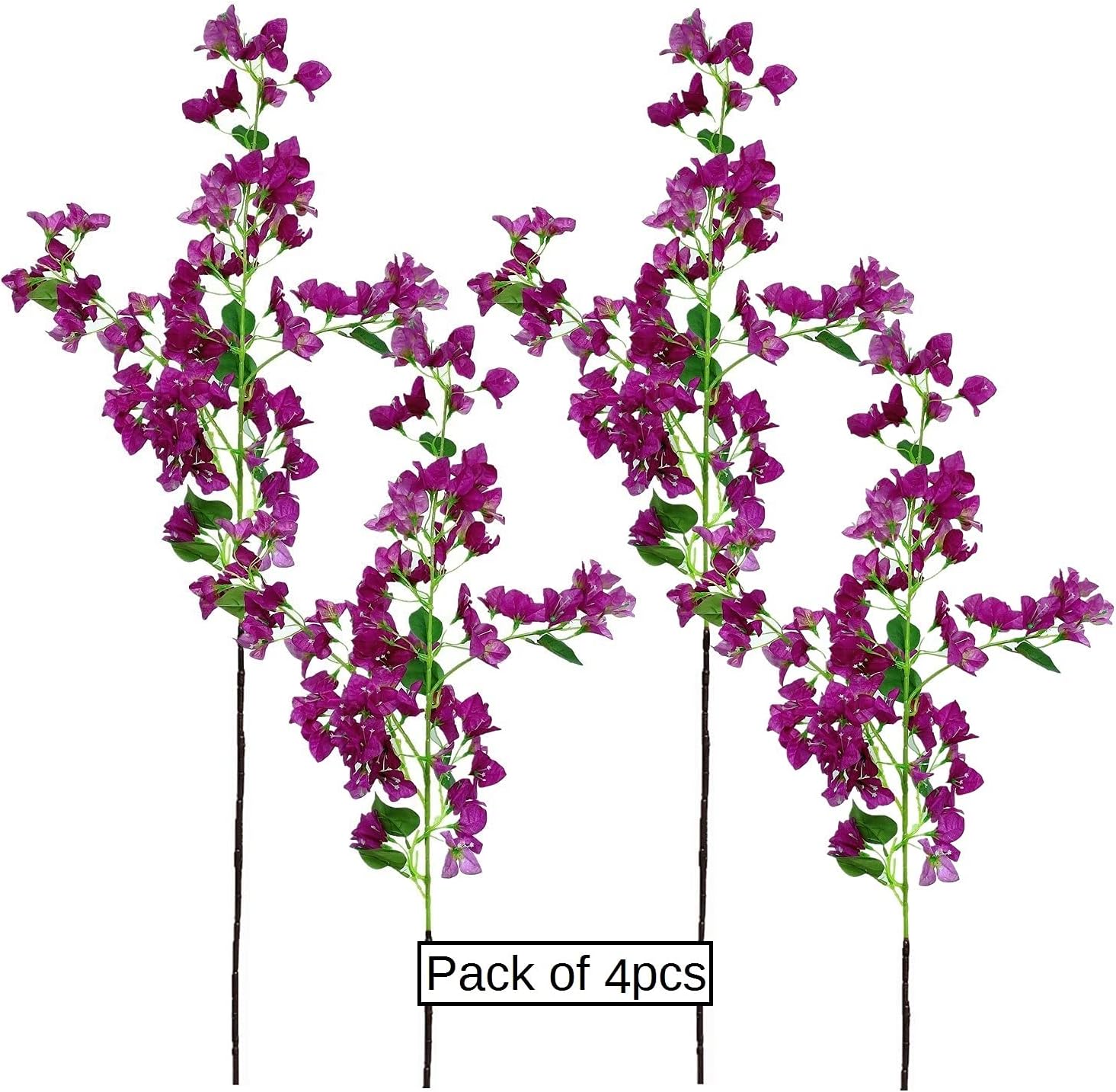 Artificial Flowers Silk Bougainvillea Branches Faux Artificial Bougainvillea Floral Stems Long Plant Branches 45" for Wedding Centerpieces, Table Runner, Home Decoration (White - Pack of 4pcs)