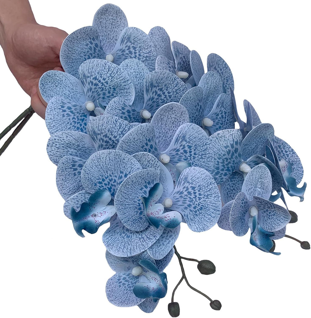 FagusHome 32" Artificial Phalaenopsis Flowers 6 Pcs with 4 Bundles Leaves Artificial Orchid Flowers Stem Plants for Home Décor (6Pcs)