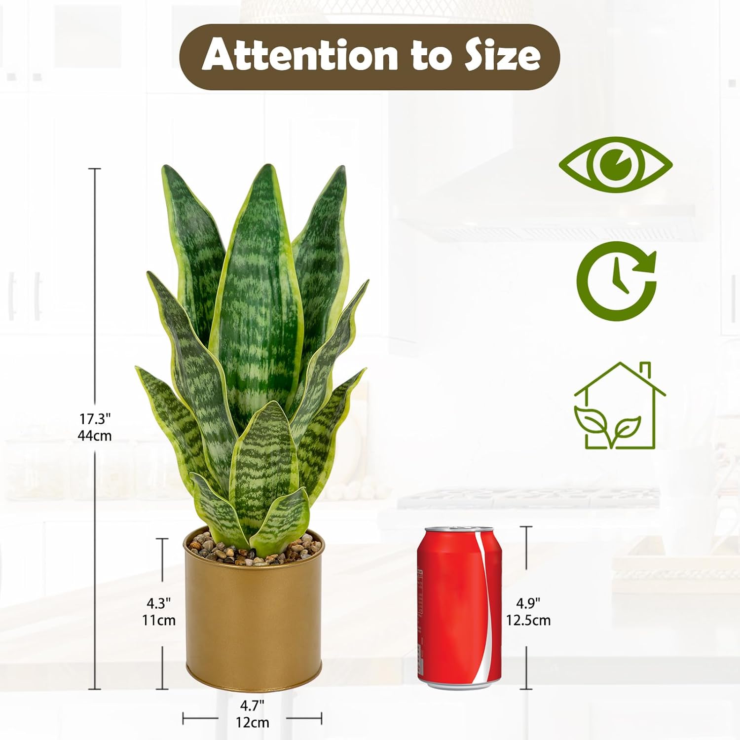 Oairse Sansevieria Artificial Plant in Ceramic Pot, Small Indoor Plant, Artificial Snake Plant, Artificial Plants Like Real, Perfect for Bathroom, Bedroom, Home, Office Decoration, Height 33 cm