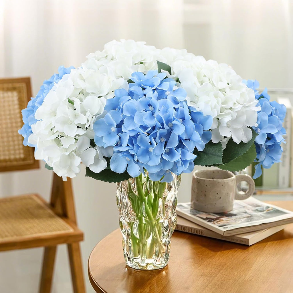 AVIVIHO Dusty Pink Hydrangea Artificial Flowers Pack of 10 Fake Hydrangeas Heads Full Faux Hydrangea Silk Flowers with Stems for Wedding Home Party Centerpieces Shop Baby Shower Decoration