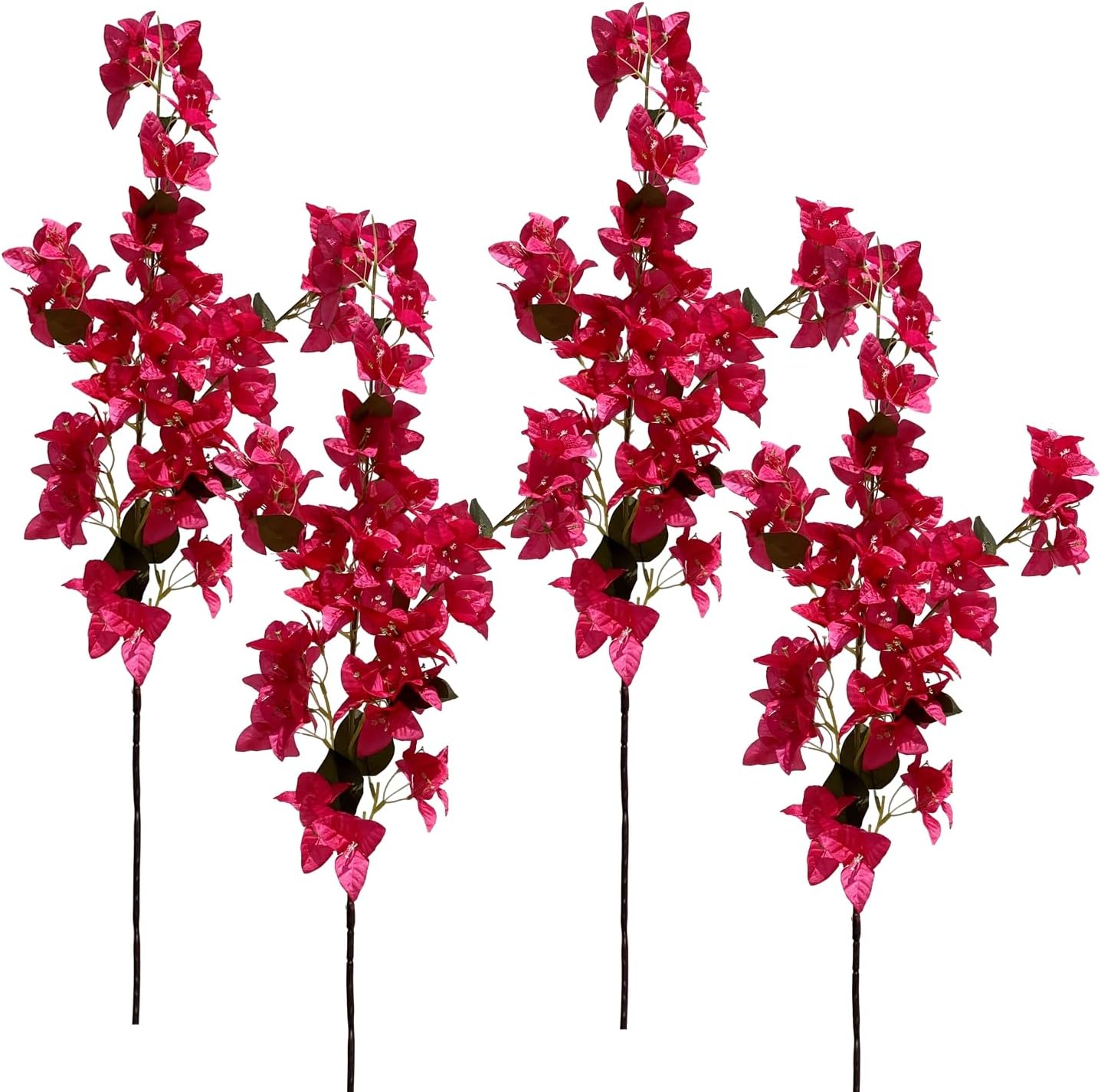 Artificial Flowers Silk Bougainvillea Branches Faux Artificial Bougainvillea Floral Stems Long Plant Branches 45" for Wedding Centerpieces, Table Runner, Home Decoration (White - Pack of 4pcs)