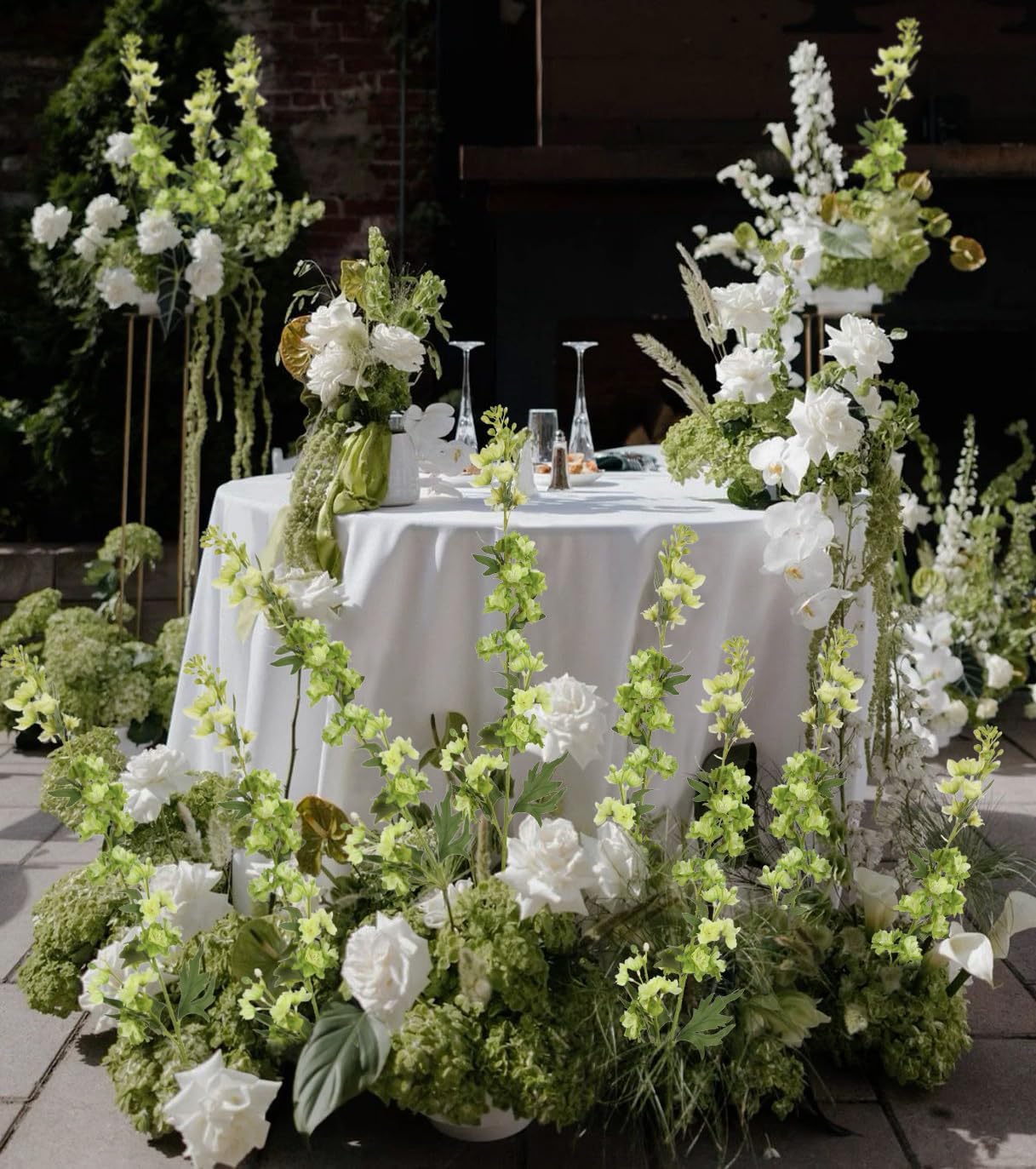 IPOPU Champagne Artificial Delphinium Flowers 33.5" Long Stem Artificial Flowers Fake Flowers for Wedding Centerpieces for Home Tables Party Decor（Champagne）