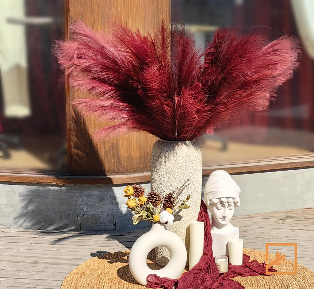 ZIFTY 7-Pcs 38"/3.1FT Black Pampas Grass Large Tall Fluffy Artificial Fake Black Flowers Gothic Decor Bulrush Reed Grass Black Decor for Bedroom Bathroom Wedding (Black)