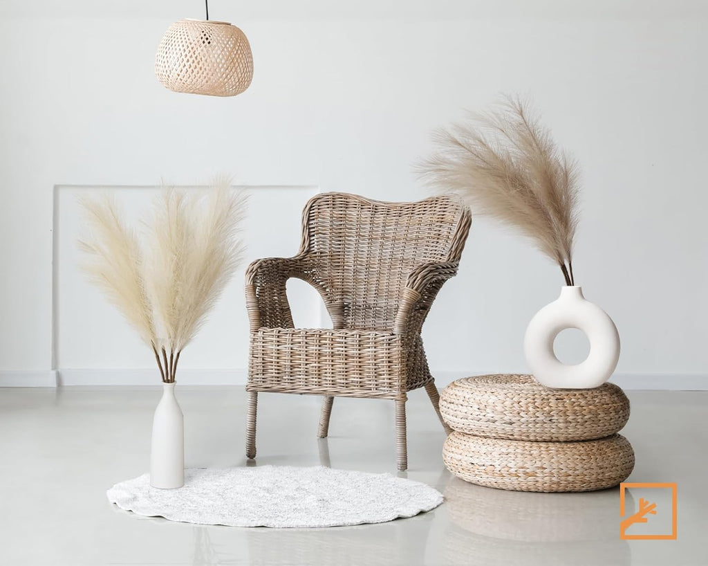 ZIFTY 7-Pcs 38"/3.1FT Black Pampas Grass Large Tall Fluffy Artificial Fake Black Flowers Gothic Decor Bulrush Reed Grass Black Decor for Bedroom Bathroom Wedding (Black)