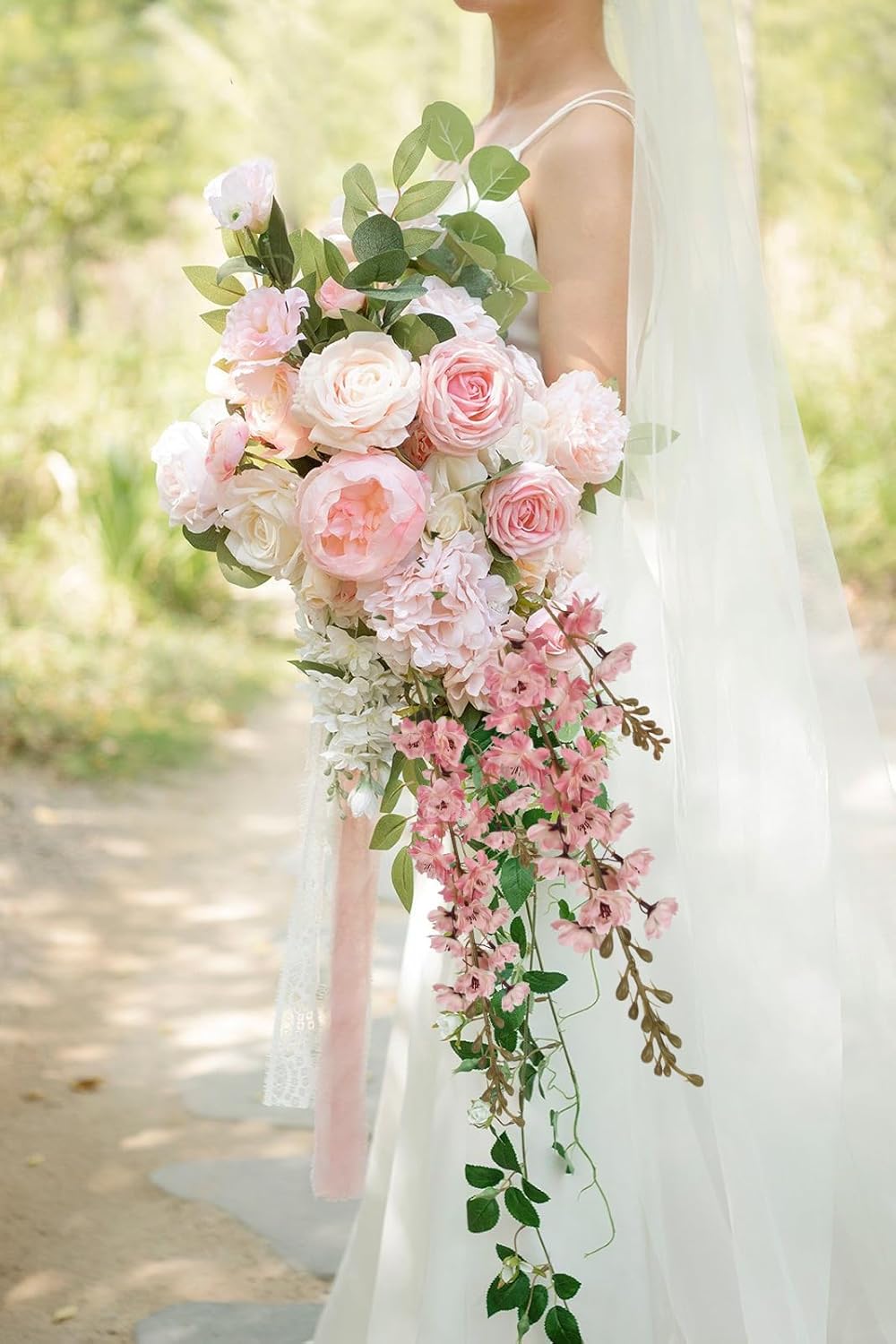 IPOPU Champagne Artificial Delphinium Flowers 33.5" Long Stem Artificial Flowers Fake Flowers for Wedding Centerpieces for Home Tables Party Decor（Champagne）