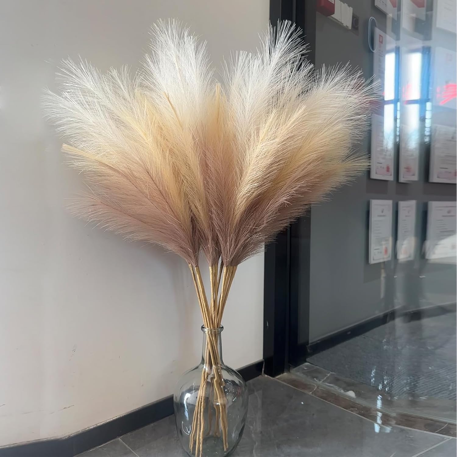 Wttisel 38" 10 Stems White Pampas Grass Tall Decor - Faux Pampas Grass for Floor Vase Boho Home Wedding Mothers Day Decoration