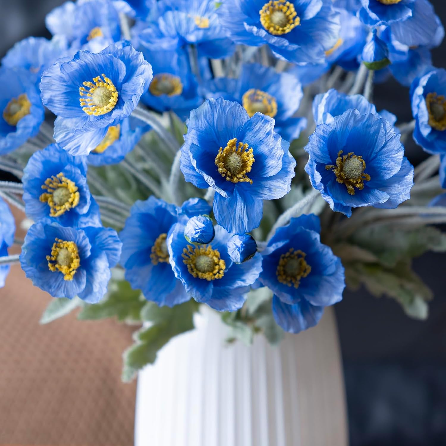 DUYONE Artificial Flowers 6 Stems Poppy Silk Bouquet,for Wedding, Home, Party Decoration,Table Centerpiece Arrangement(Orange Pink 6pcs)