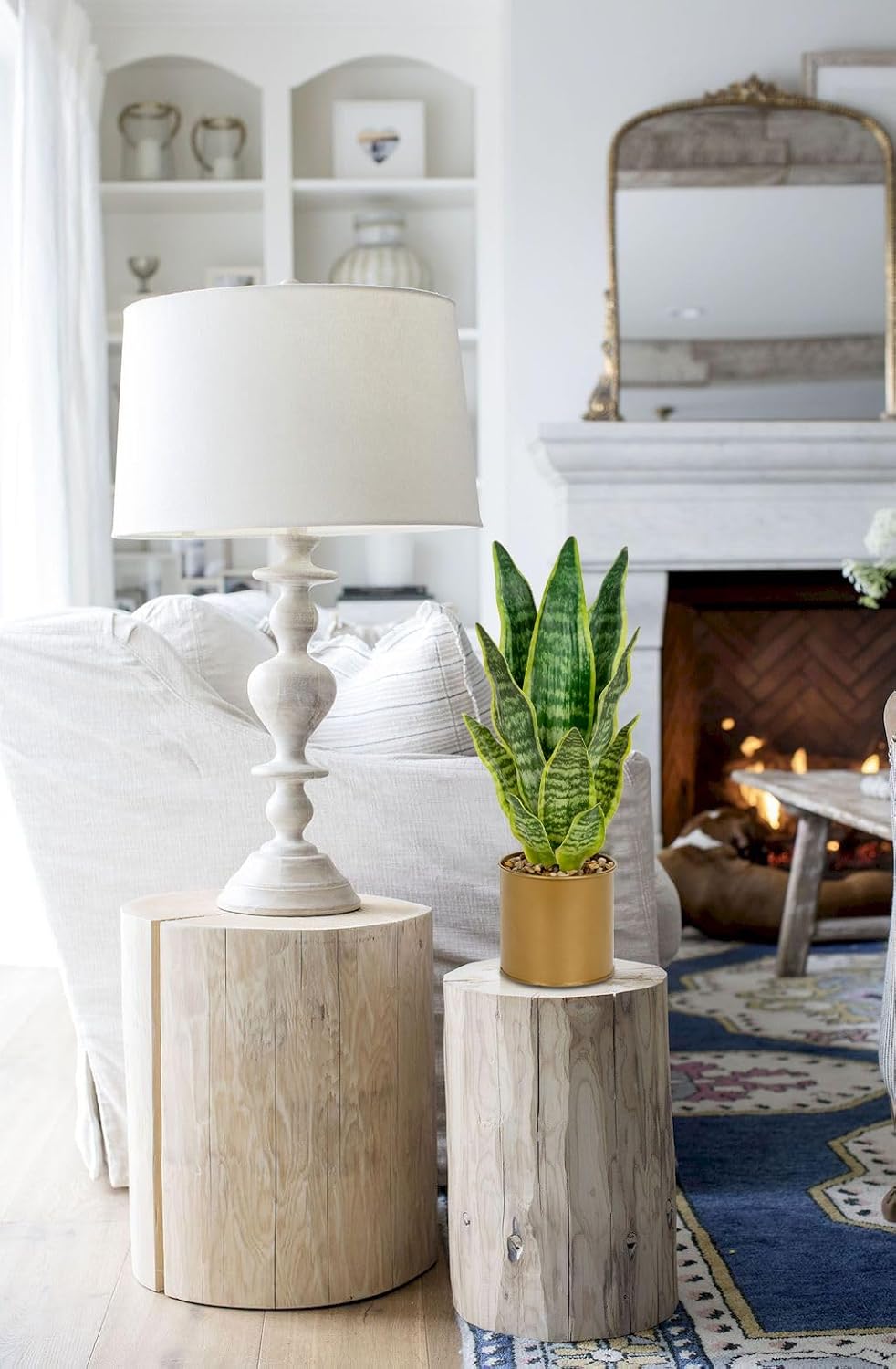 Oairse Sansevieria Artificial Plant in Ceramic Pot, Small Indoor Plant, Artificial Snake Plant, Artificial Plants Like Real, Perfect for Bathroom, Bedroom, Home, Office Decoration, Height 33 cm