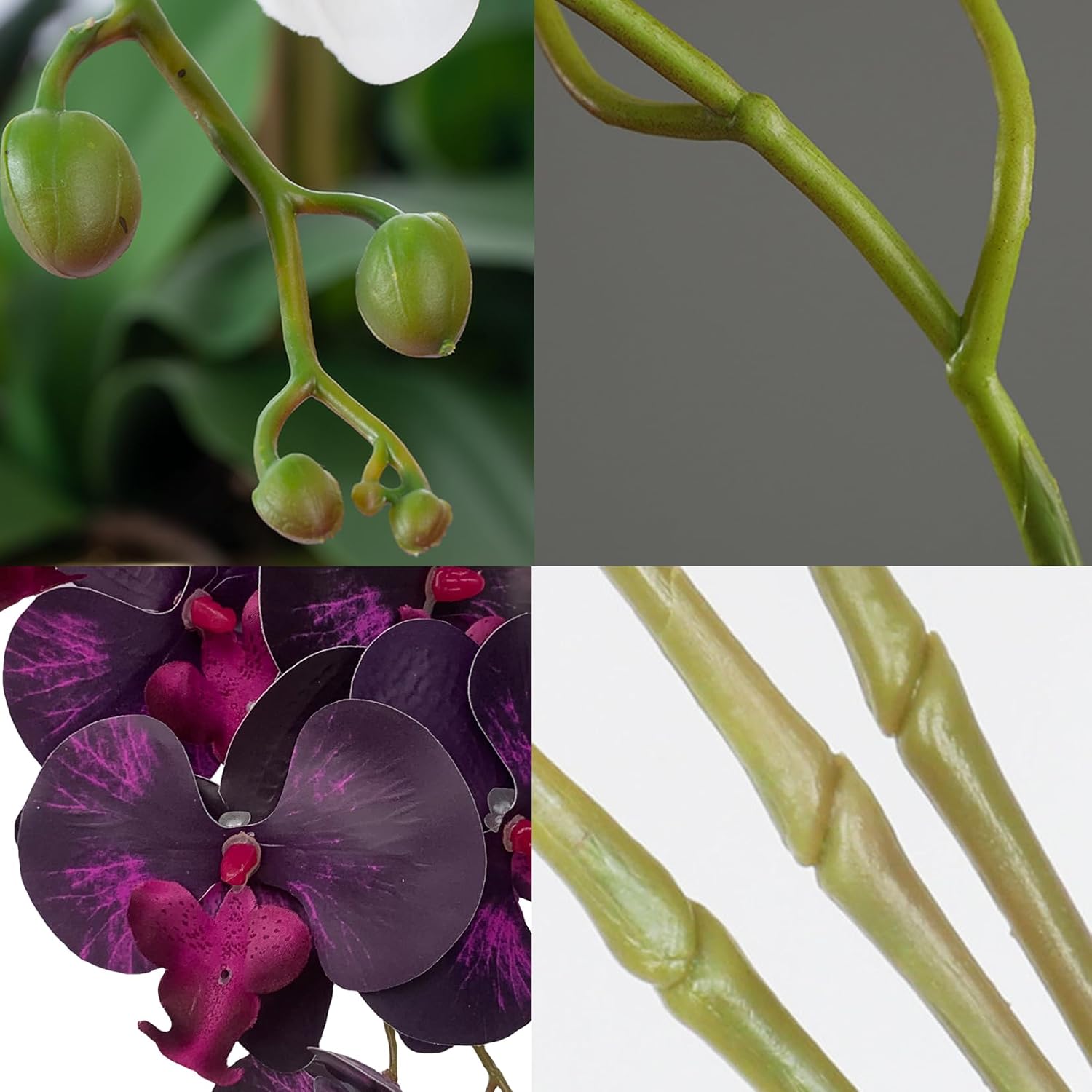 FagusHome 32" Artificial Phalaenopsis Flowers 6 Pcs with 4 Bundles Leaves Artificial Orchid Flowers Stem Plants for Home Décor (6Pcs)